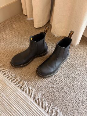 Dr. Martens Black Chelsea Boots with Yellow Stitching